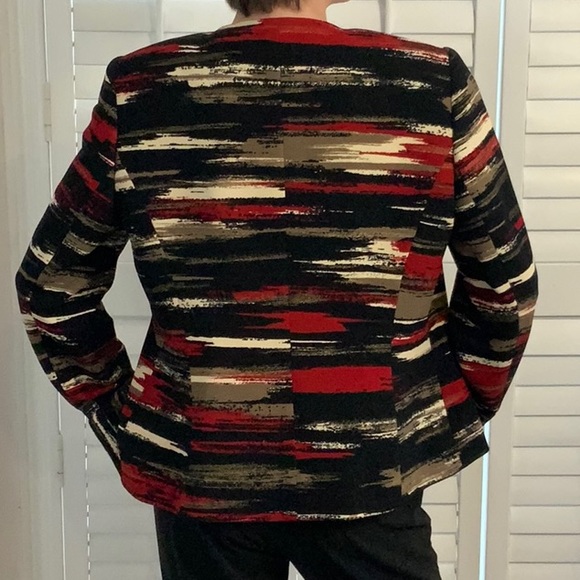 KASPER Colourful Red, Black and Beige Blazer Size 12 - Picture 2 of 5